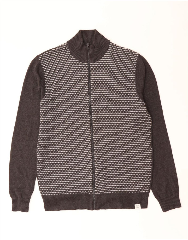 Suéter cardigã masculino Jack & Jones grande cinza geométrico