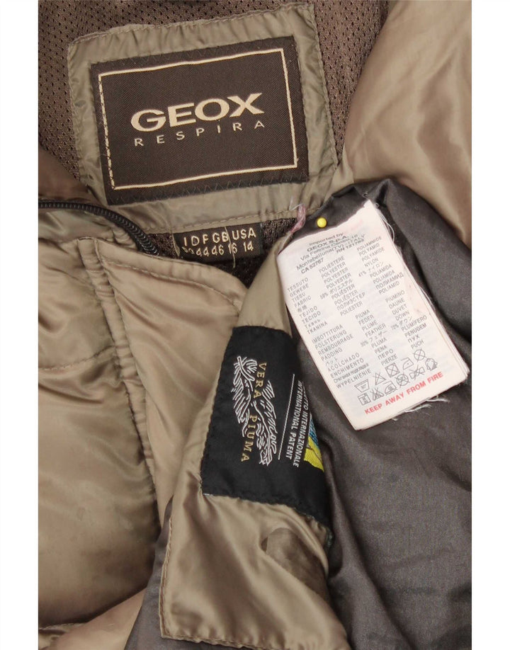 Jaqueta acolchoada com capuz Respira feminina Geox UK 14 poliéster cáqui médio