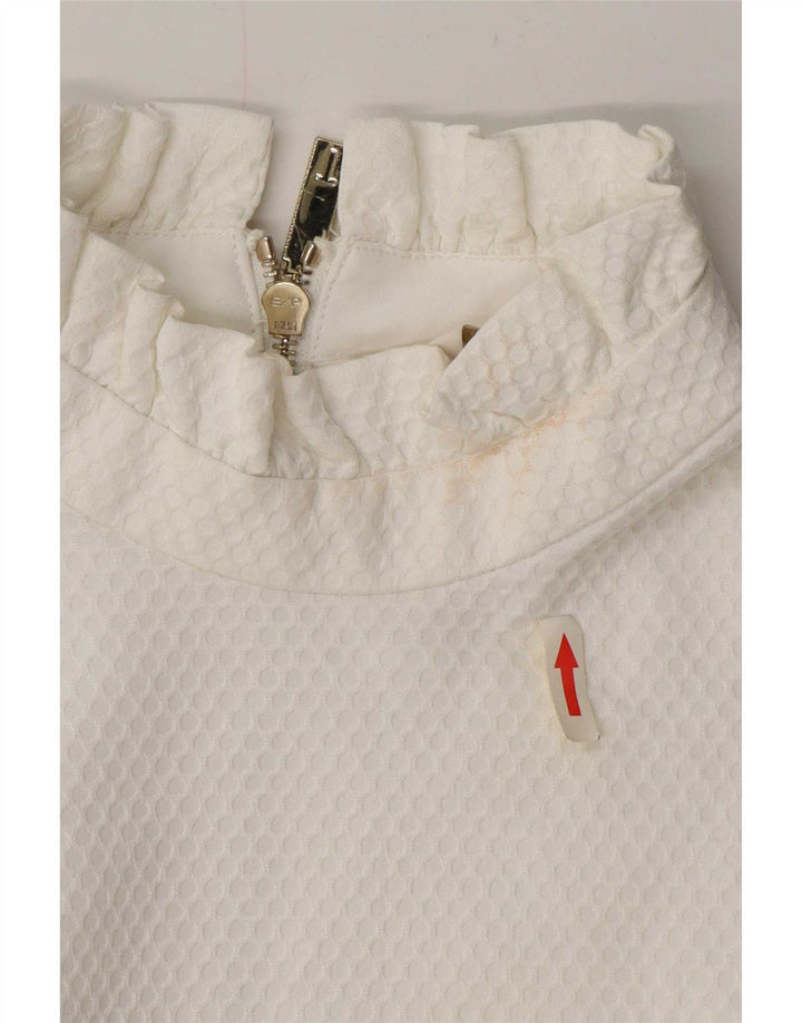 Blusa feminina Ted Baker tamanho superior 4 grande poliéster branco