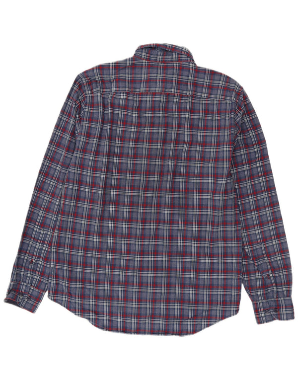 Camisa masculina Tommy Hilfiger New York Fit grande algodão xadrez azul