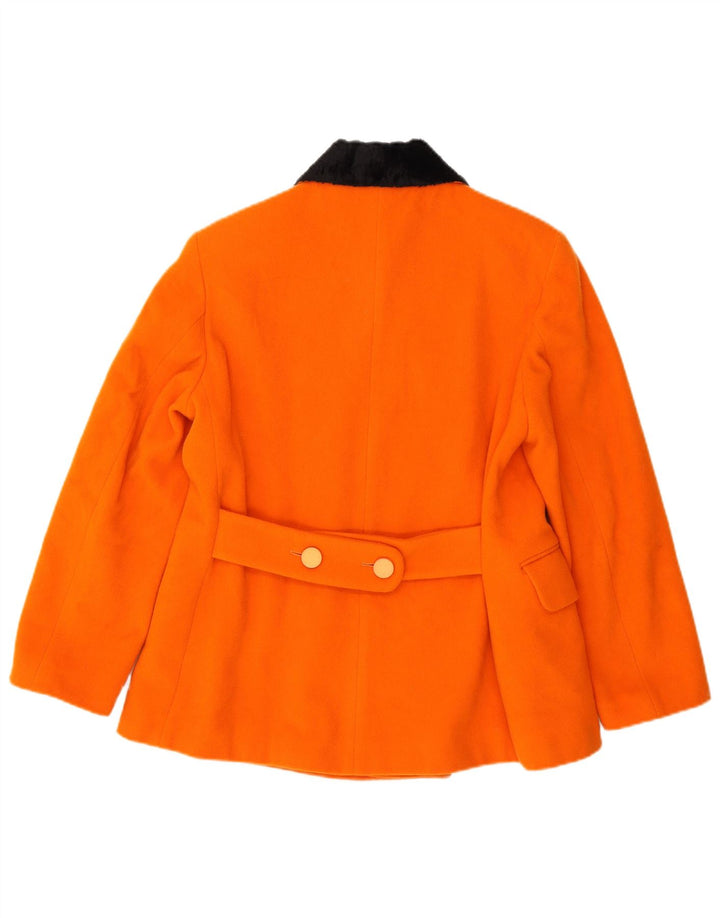 Jaqueta blazer feminina vintage com peito duplo Reino Unido 14 médio laranja