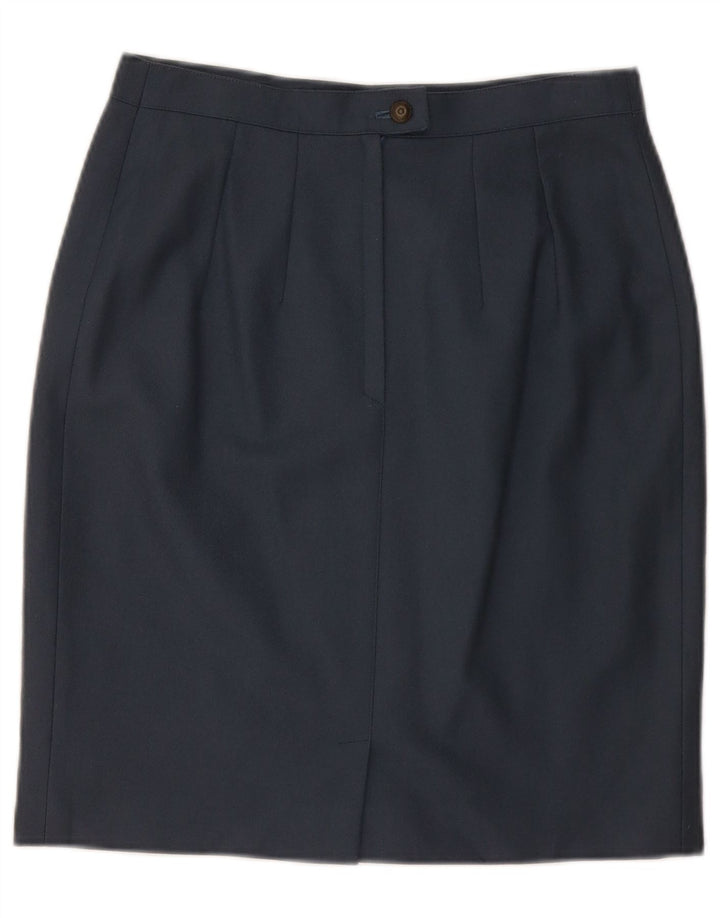 Saia lápis feminina VINTAGE médio W28 lã azul marinho