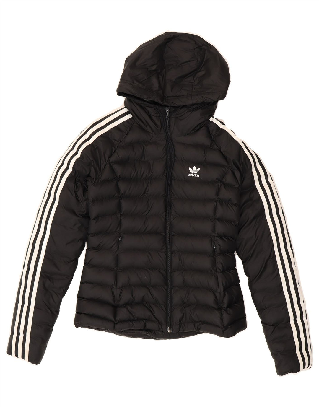 ADIDAS Womens Hooded Padded Jacket UK 6 XS  Black Nylon Vintage Adidas and Second-Hand Adidas from Messina Hembry 