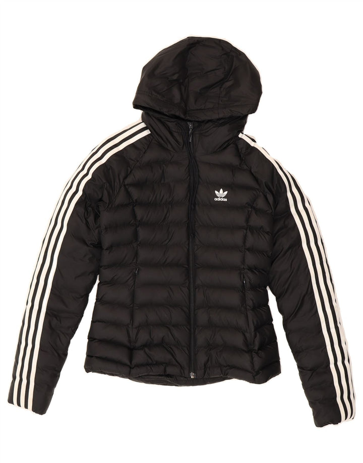 ADIDAS Womens Hooded Padded Jacket UK 6 XS  Black Nylon Vintage Adidas and Second-Hand Adidas from Messina Hembry 