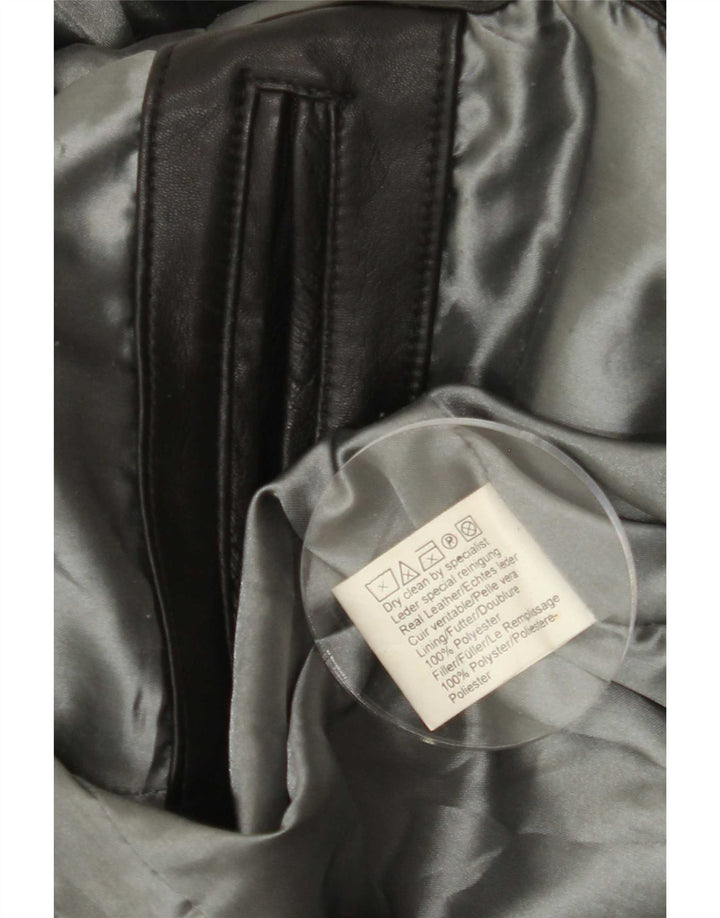 Jaqueta blazer de couro masculina vintage UK 42 XL preta
