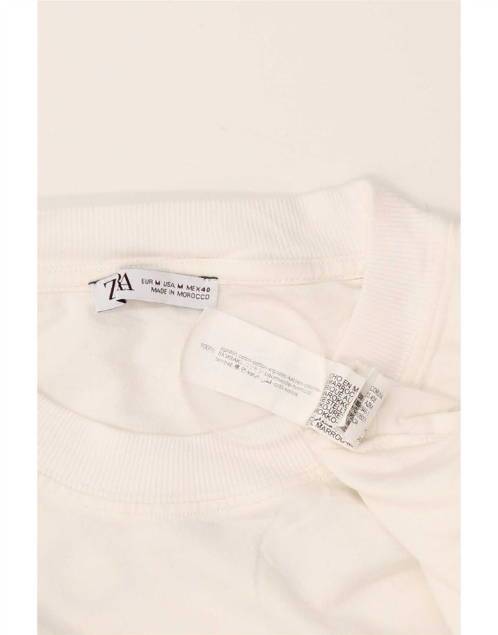 Camiseta masculina gráfica Zara Top médio algodão branco