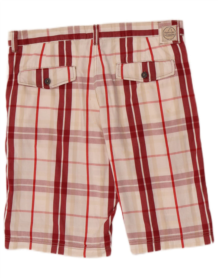 Murphy & Nye Mens Chino Shorts W34 Grande Algodão Xadrez Vermelho