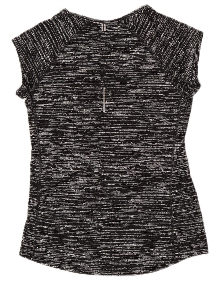 Camiseta feminina Nike Dri Fit UK 12 poliéster manchado preto médio