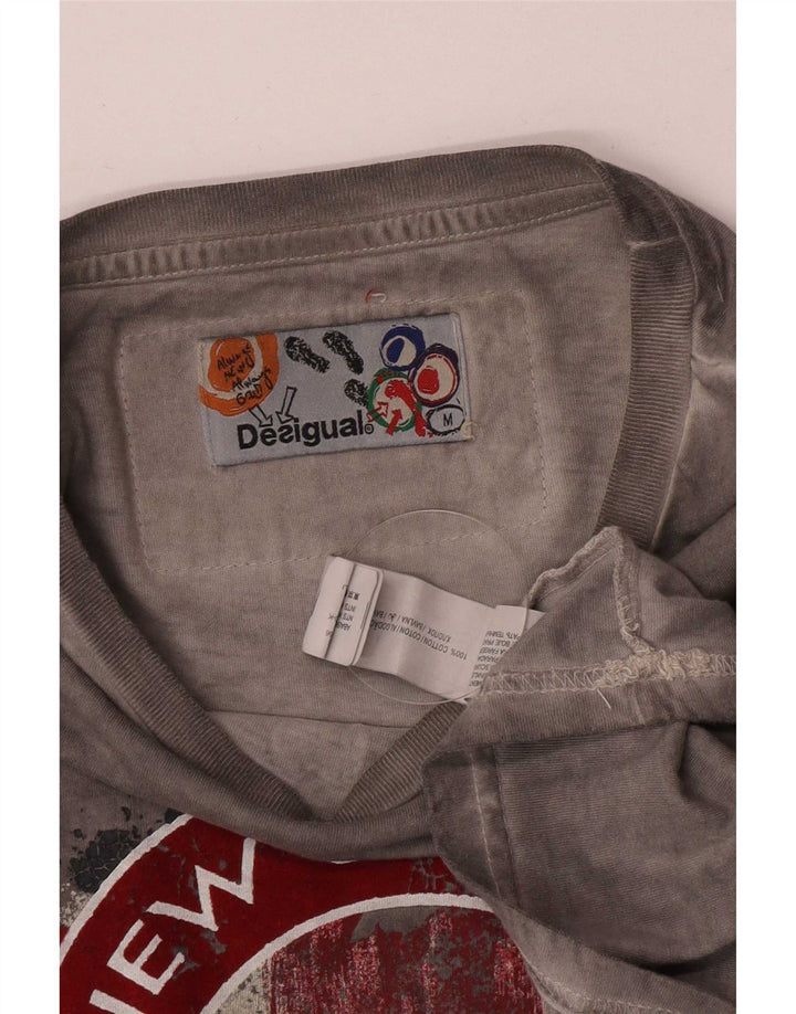 Camiseta masculina Desigual com estampa gráfica cinza médio algodão