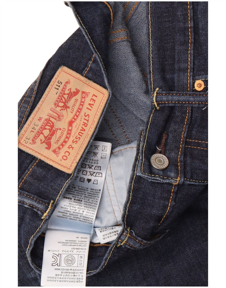 Levi's Masculino 511 Slim Jeans W34 L32 Azul Marinho Algodão