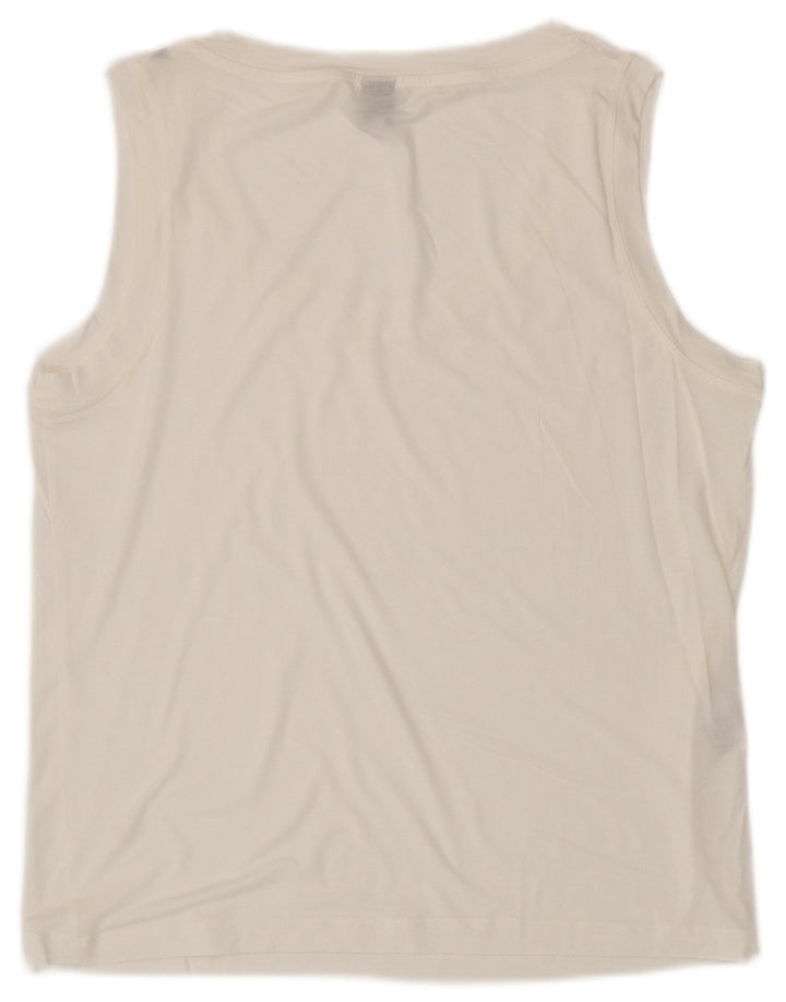 Colete feminino Stefanel Top UK 14 Lyocell branco médio