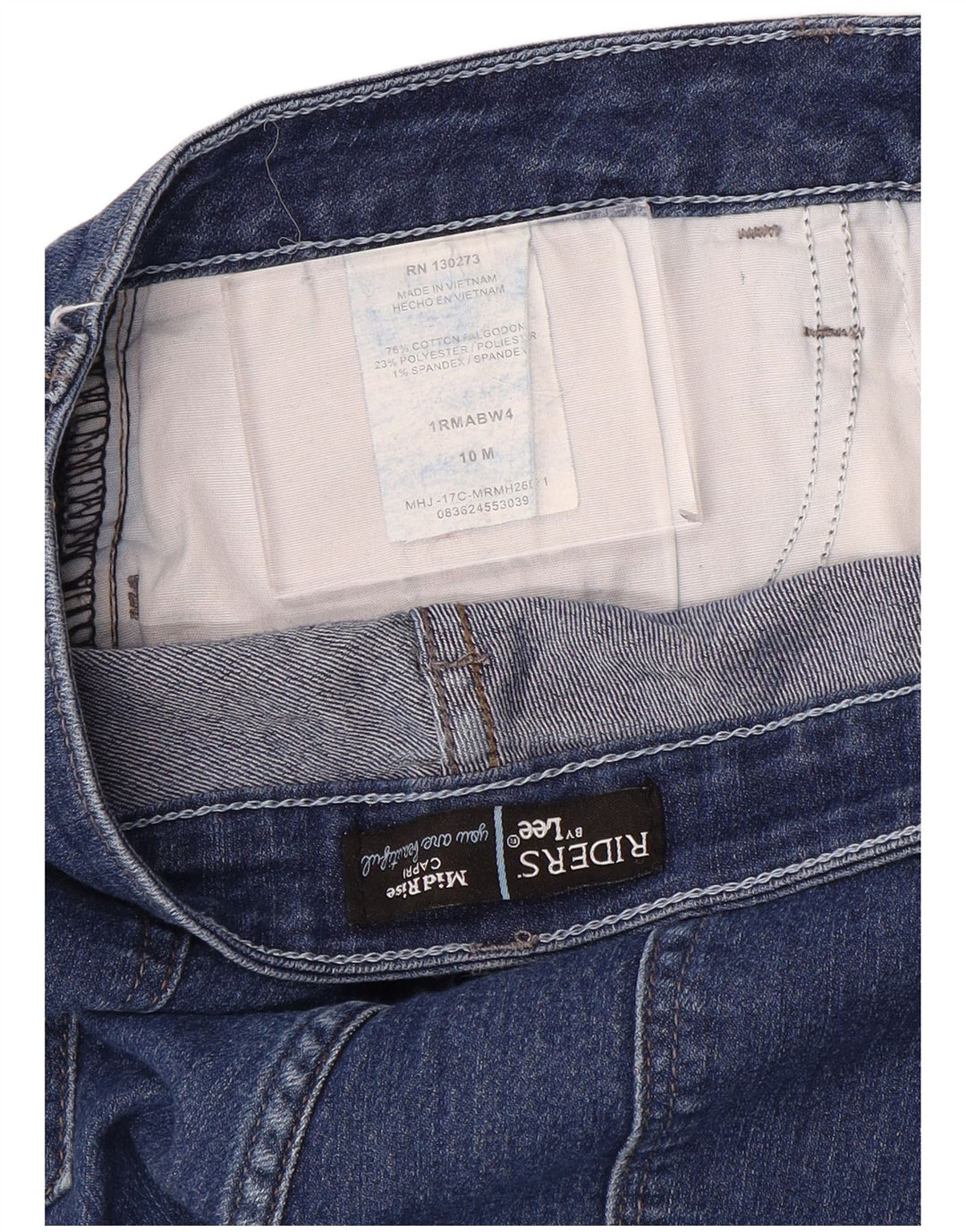 Lee Womens Riders Mid Rise Capri Jeans US 10 Grande W32 L21 Azul Algodão