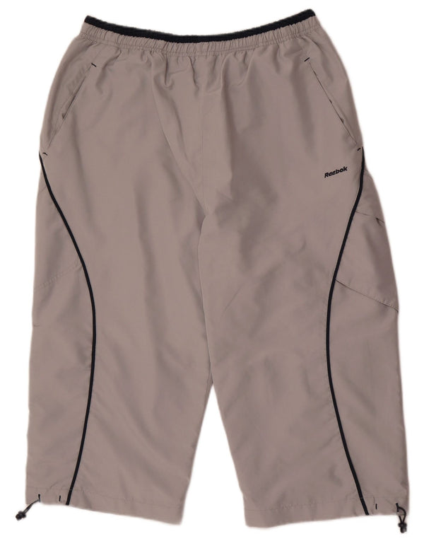 Shorts esportivos masculinos Reebok Bermuda grande poliéster cinza