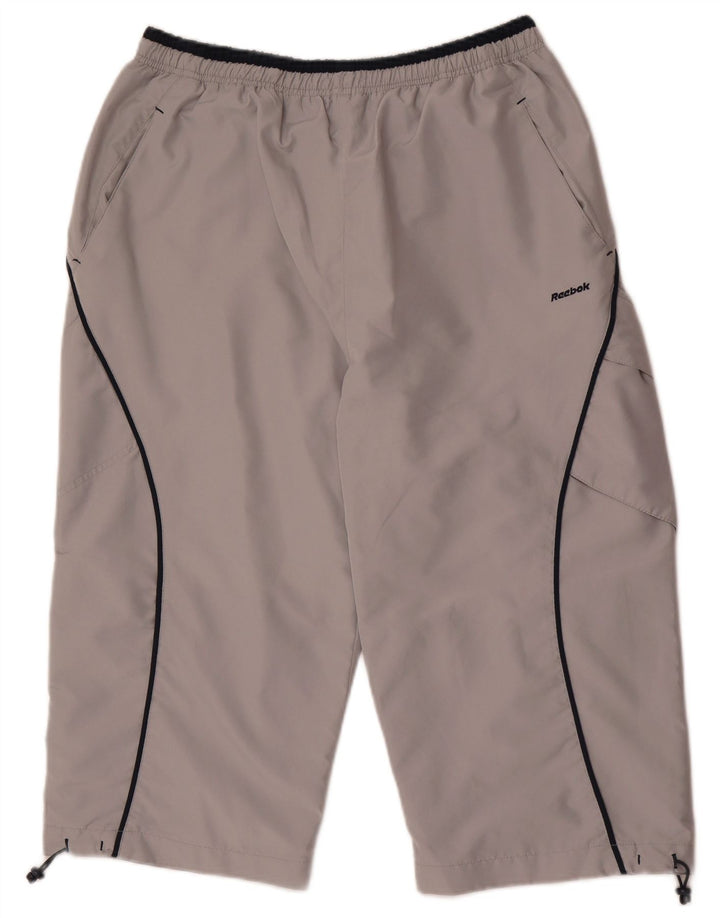 Shorts esportivos masculinos Reebok Bermuda grande poliéster cinza
