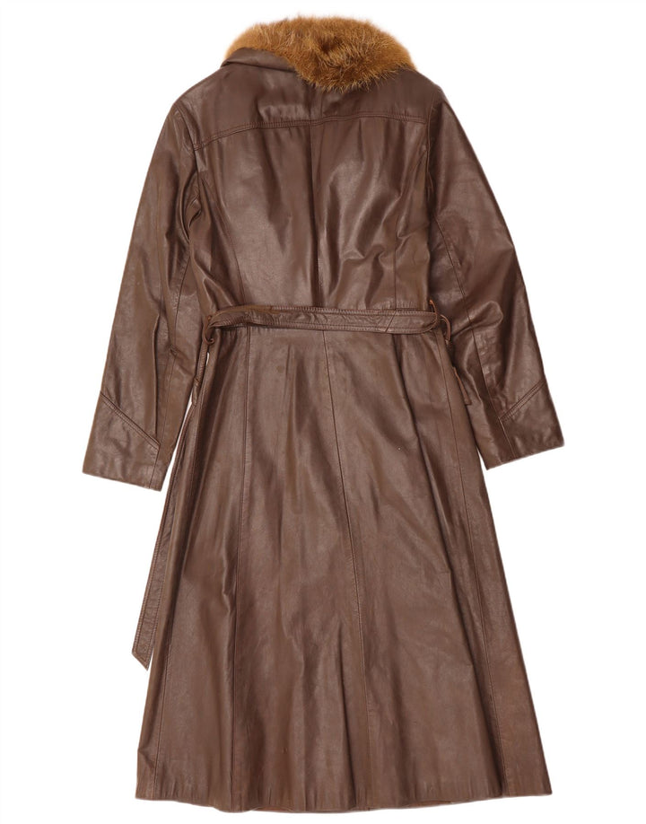 Casaco de couro feminino VINTAGE UK 12 couro marrom médio