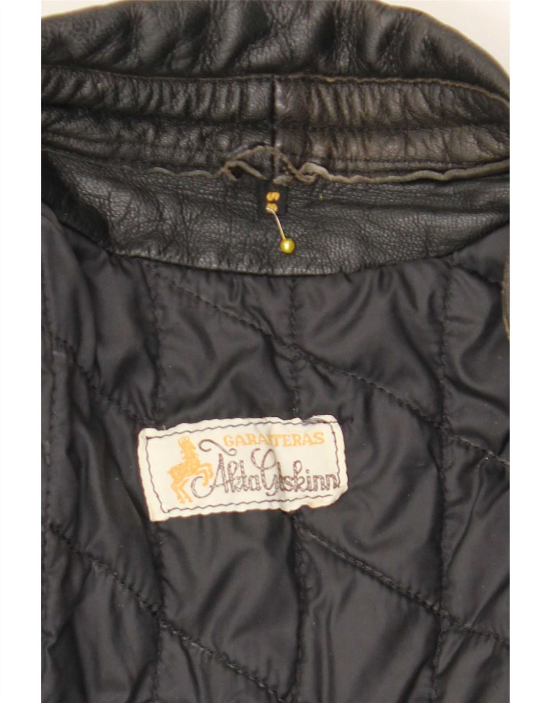 Jaqueta masculina vintage de couro Racer UK 38 bloco colorido preto médio