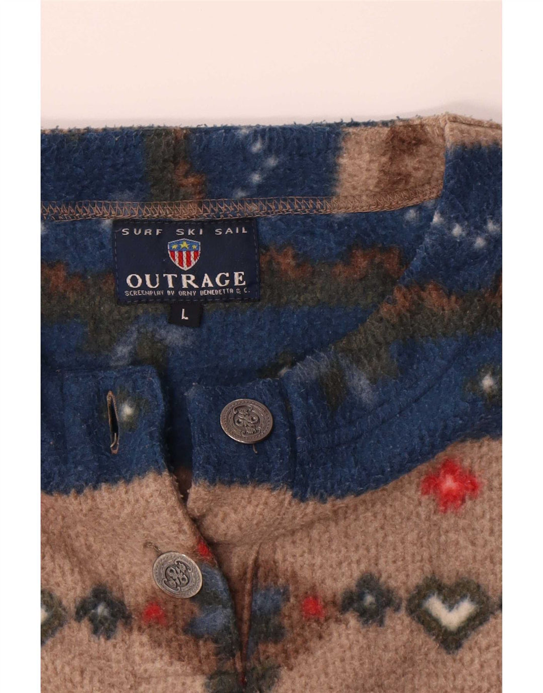 Jumper de lã masculino vintage grande poliéster Fair Isle multicolorido