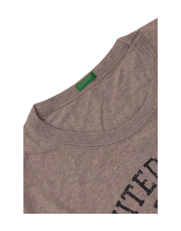 Camiseta gráfica masculina Benetton Top grande cinza manchado