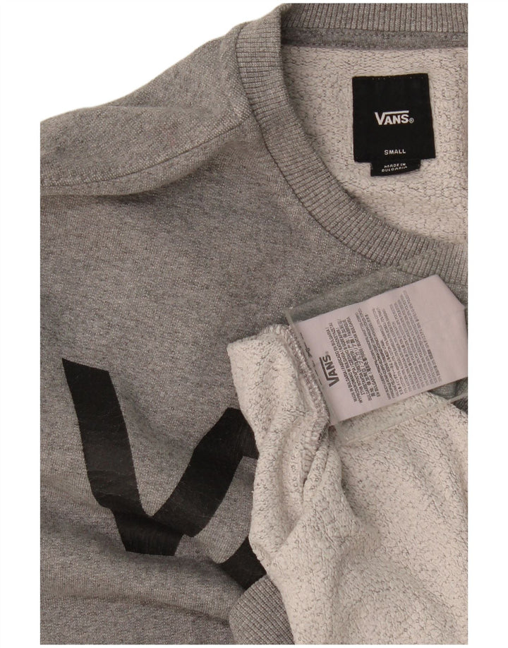 Vans Mens Graphic Moletom Jumper Pequeno Cinza Flecked Algodão