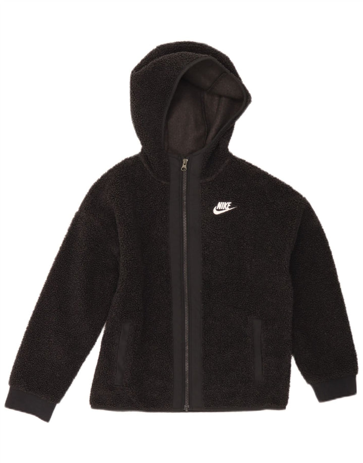 Jaqueta Nike Boys com capuz de lã 10-11 anos médio preto poliéster