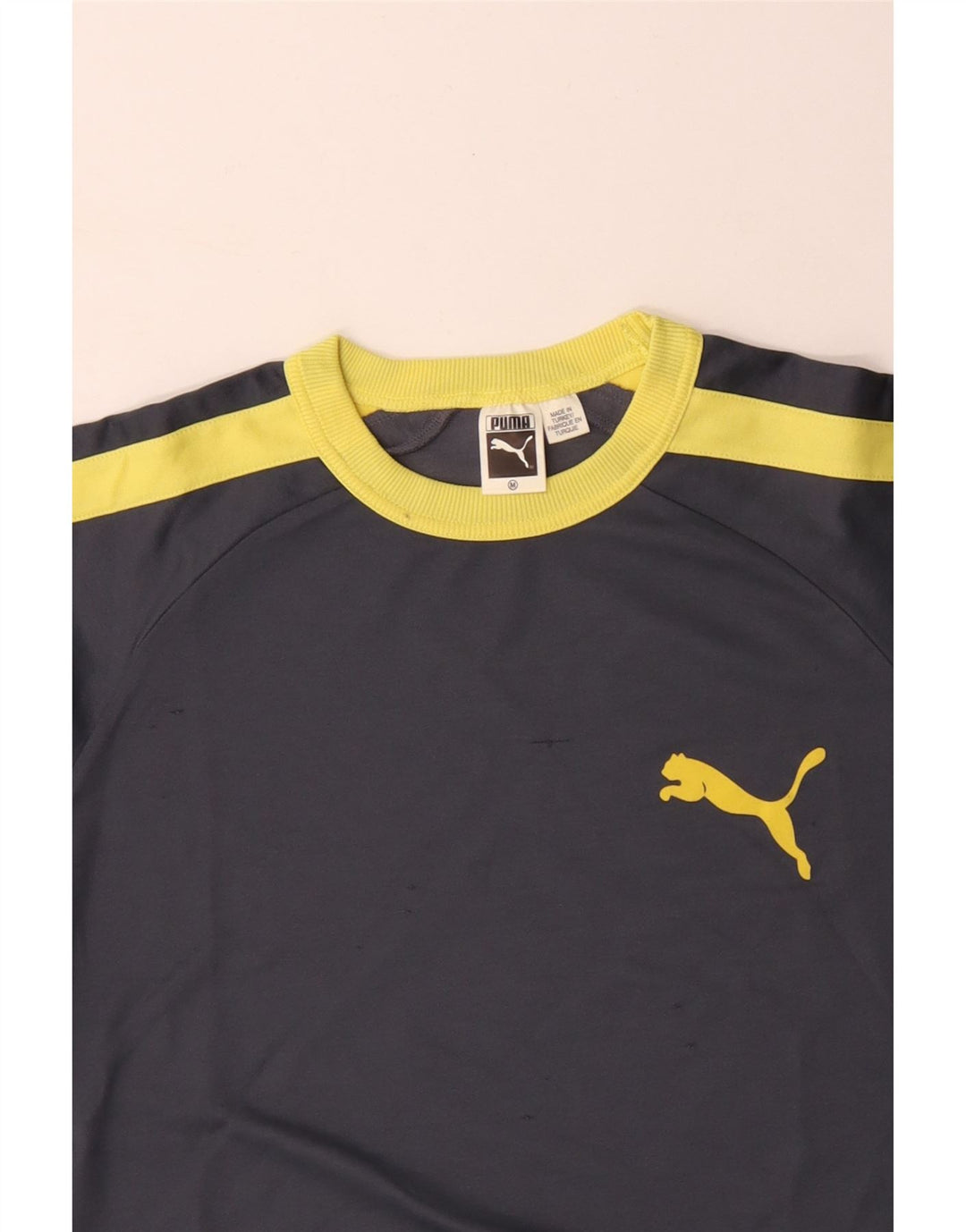 Camiseta masculina PUMA Top cinza médio algodão colorblock