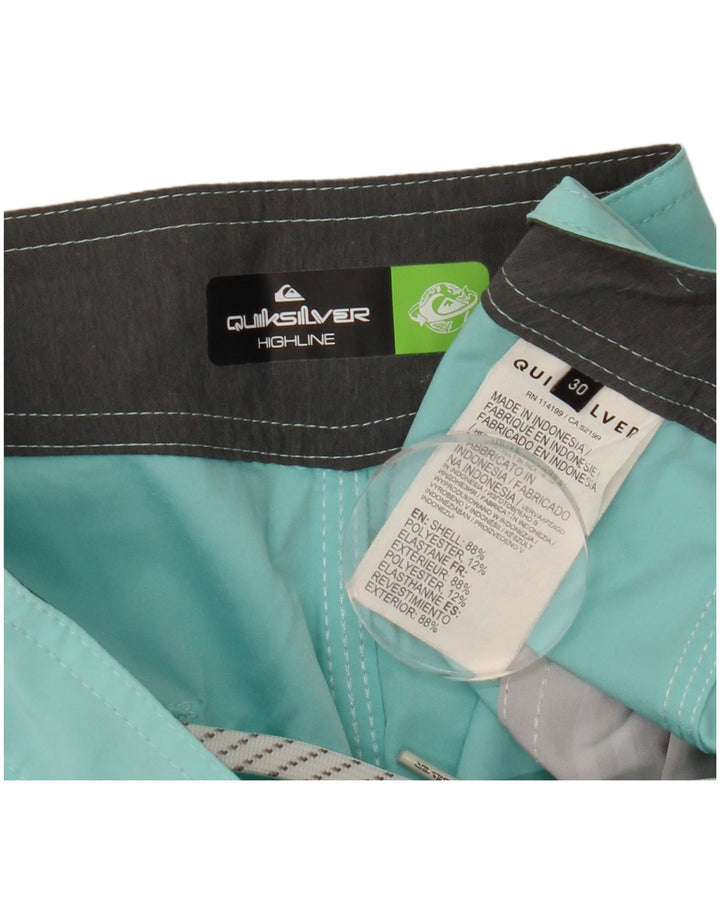 Calções de banho masculinos Quiksilver poliéster listrado turquesa médio