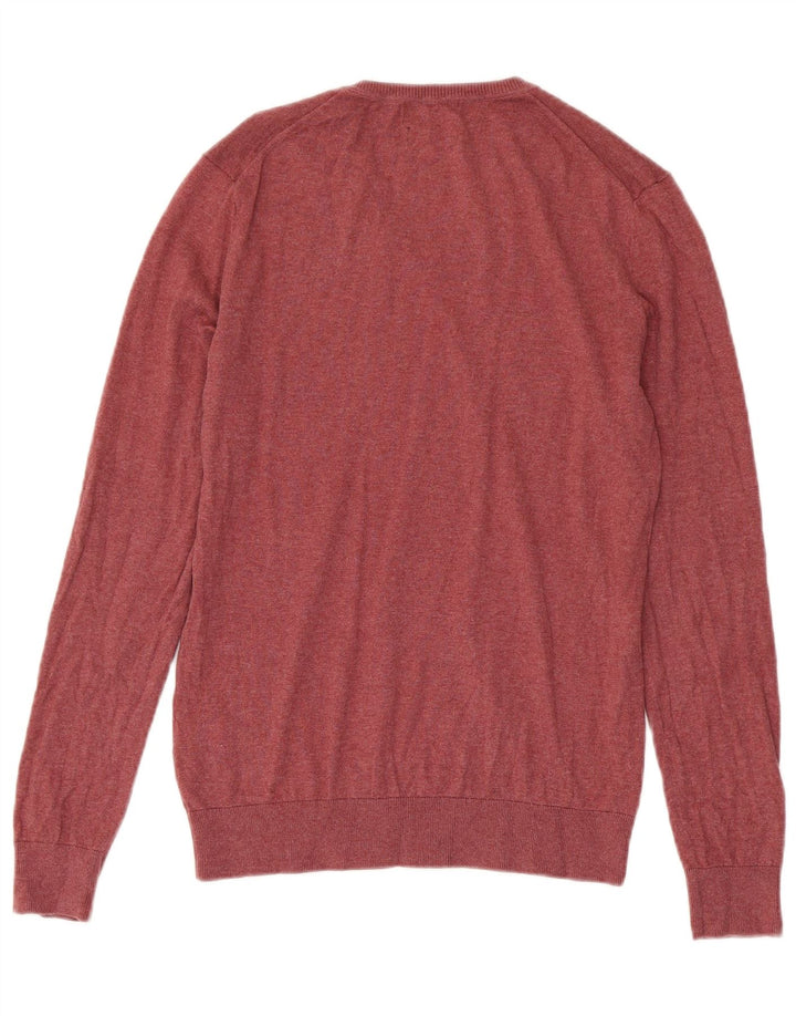 Suéter masculino Zara com decote em V médio algodão Borgonha