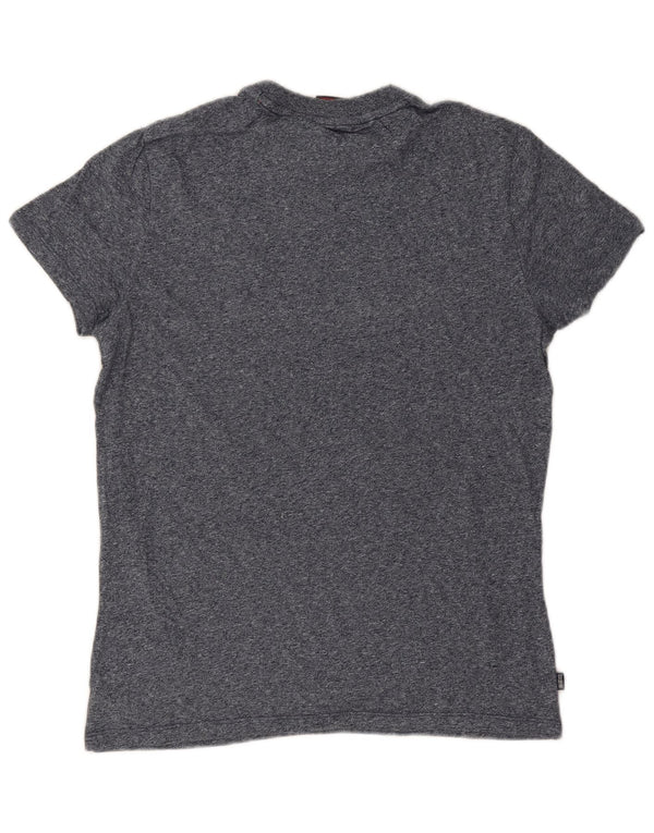 Camiseta masculina Superdry Top pequeno algodão manchado azul marinho