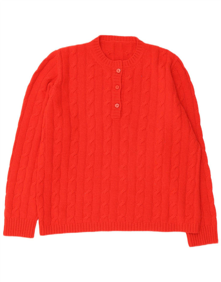 Suéter feminino vintage com gola redonda UK 16 grande vermelho