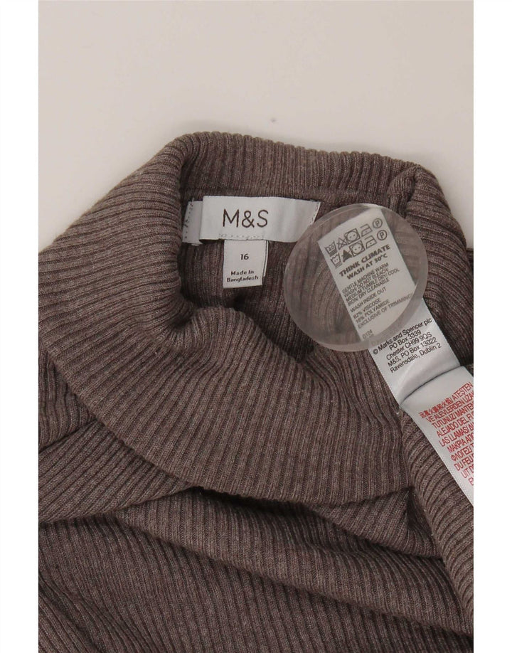 Top feminino Marks & Spencer manga comprida Reino Unido 16 grande viscose cinza