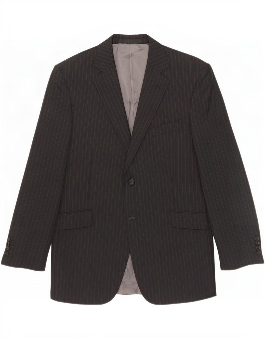 Jaqueta blazer masculina de 2 botões Marks & Spencer UK 42 listra cinza grande