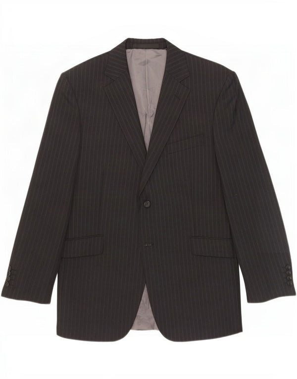 Jaqueta blazer masculina de 2 botões Marks & Spencer UK 42 listra cinza grande