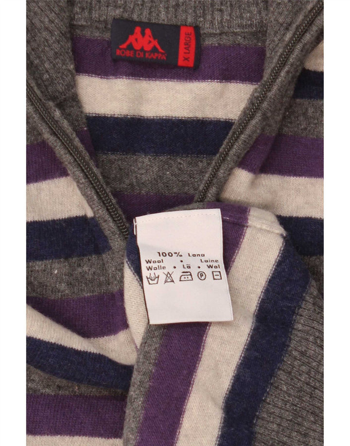 Suéter masculino Kappa com zíper e gola XL de lã listrada multicolorida