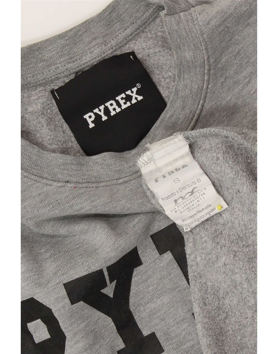 Suéter gráfico feminino Pyrex UK 10 pequeno algodão cinza