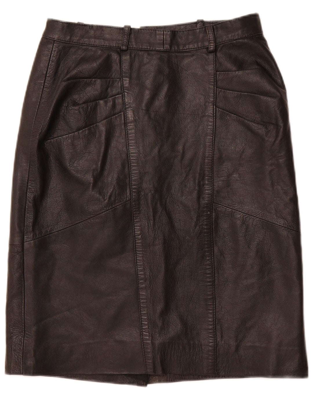 Saia feminina de couro de cintura alta VINTAGE IT 48 XL W28 couro preto