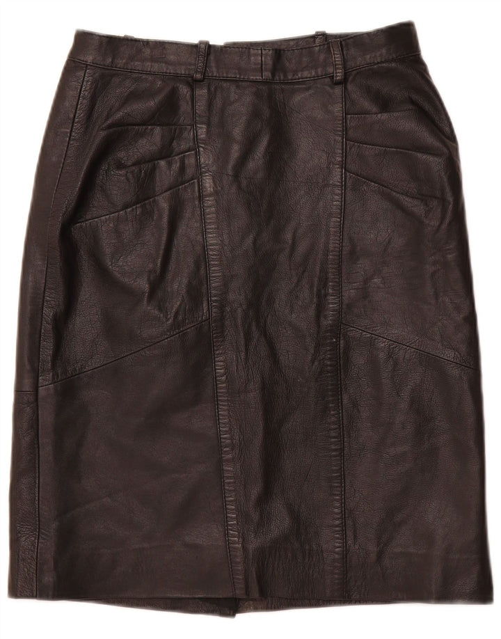 Saia feminina de couro de cintura alta VINTAGE IT 48 XL W28 couro preto