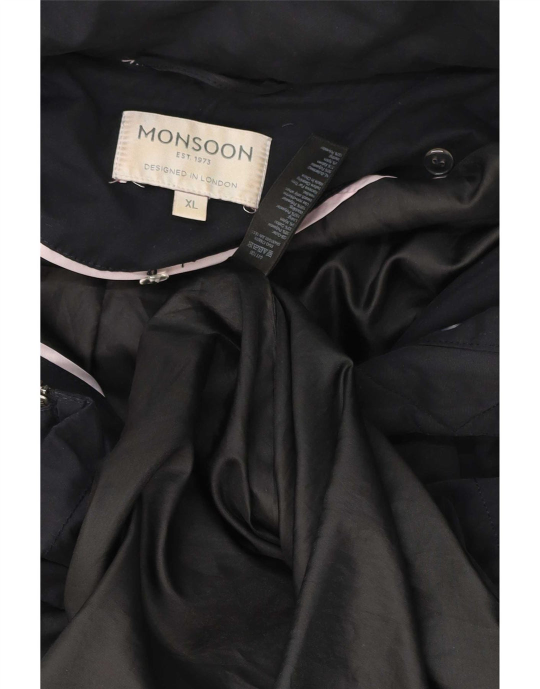 Jaqueta Parka Monsoon Feminina com Capuz Oversized Reino Unido 18 XL Azul Marinho Poliéster