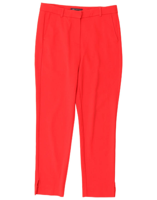 Calça feminina Marks & Spencer Slim Suit UK 10 pequena W27 L27 poliéster vermelho
