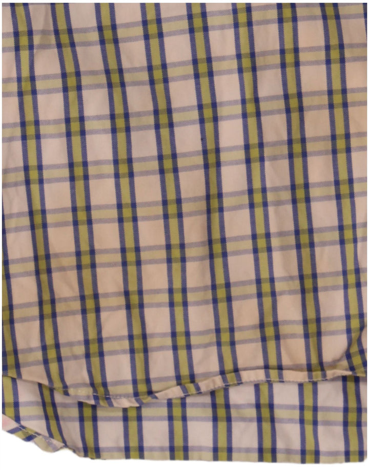 Camisa masculina GANT de algodão xadrez branco médio