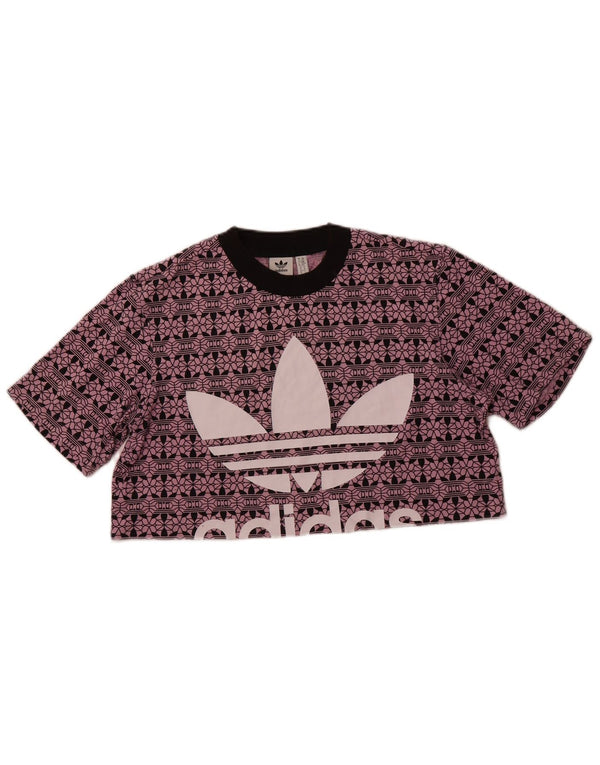Camiseta Adidas Feminina Oversized Crop Graphic UK 6 XS Roxo Algodão