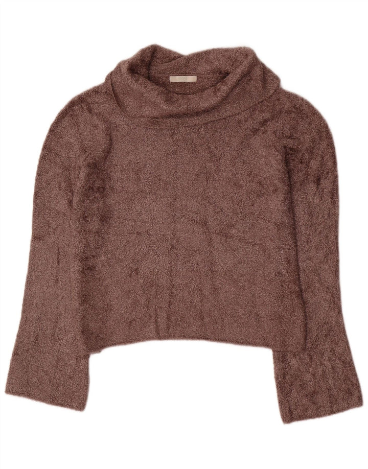 Suéter feminino Marks & Spencer com gola redonda Reino Unido 12 viscose marrom médio
