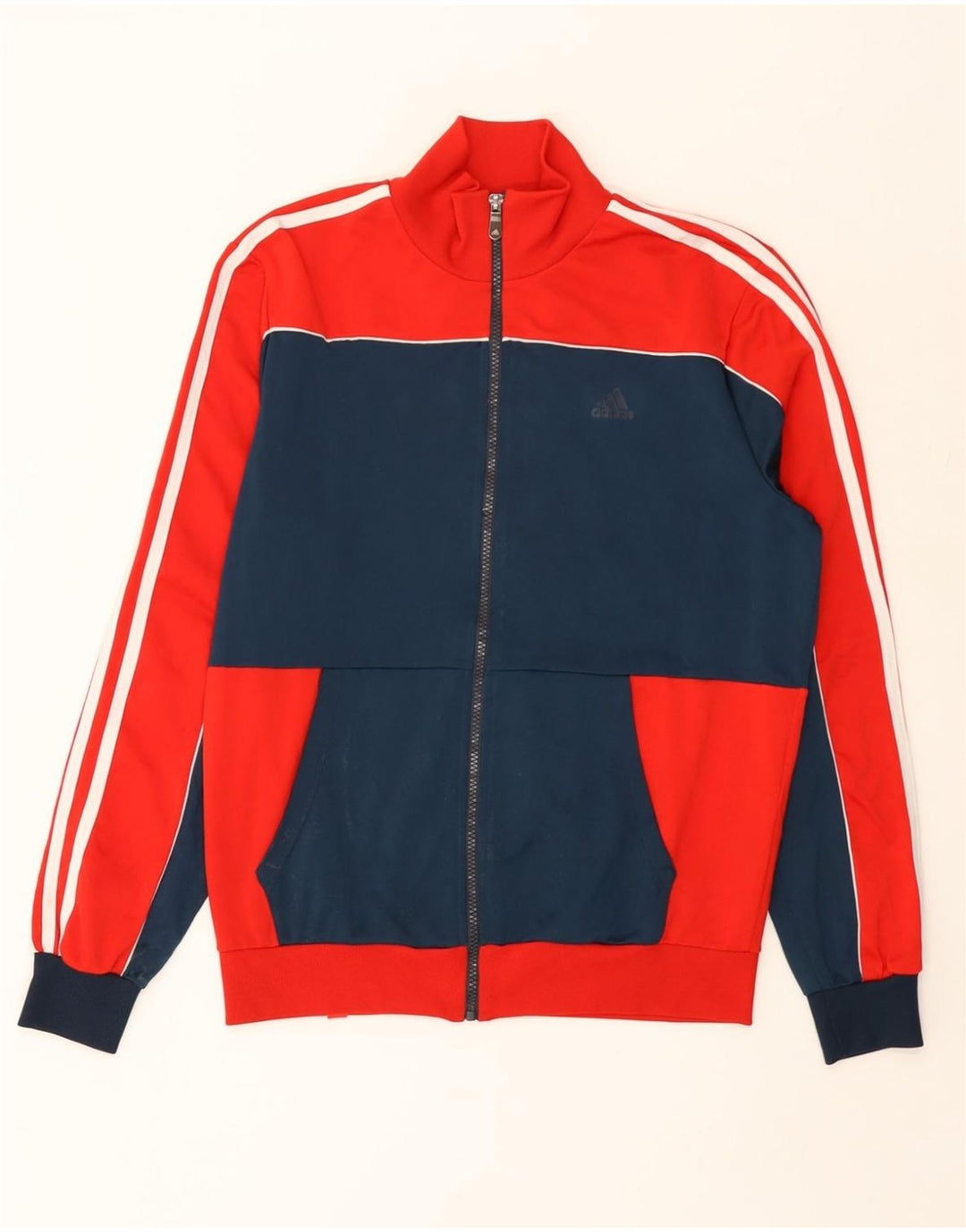 ADIDAS Mens Tracksuit Top Jacket UK 38/40 Médio Vermelho Colourblock Poliéster