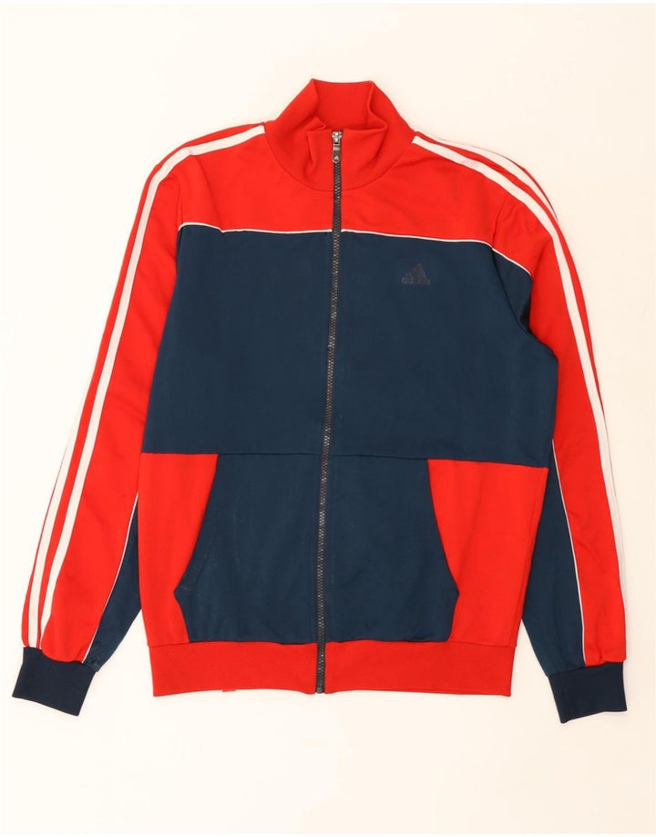 ADIDAS Mens Tracksuit Top Jacket UK 38/40 Médio Vermelho Colourblock Poliéster