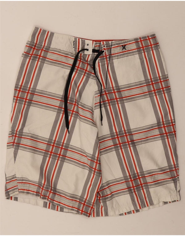 Shorts de natação masculino Hurley Graphic grande poliéster xadrez branco