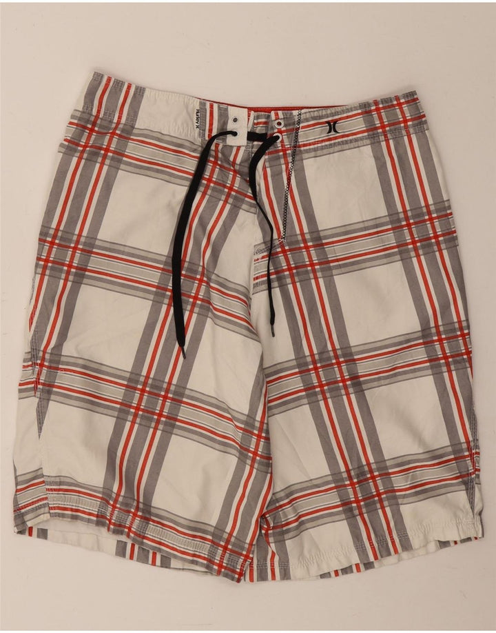 Shorts de natação masculino Hurley Graphic grande poliéster xadrez branco