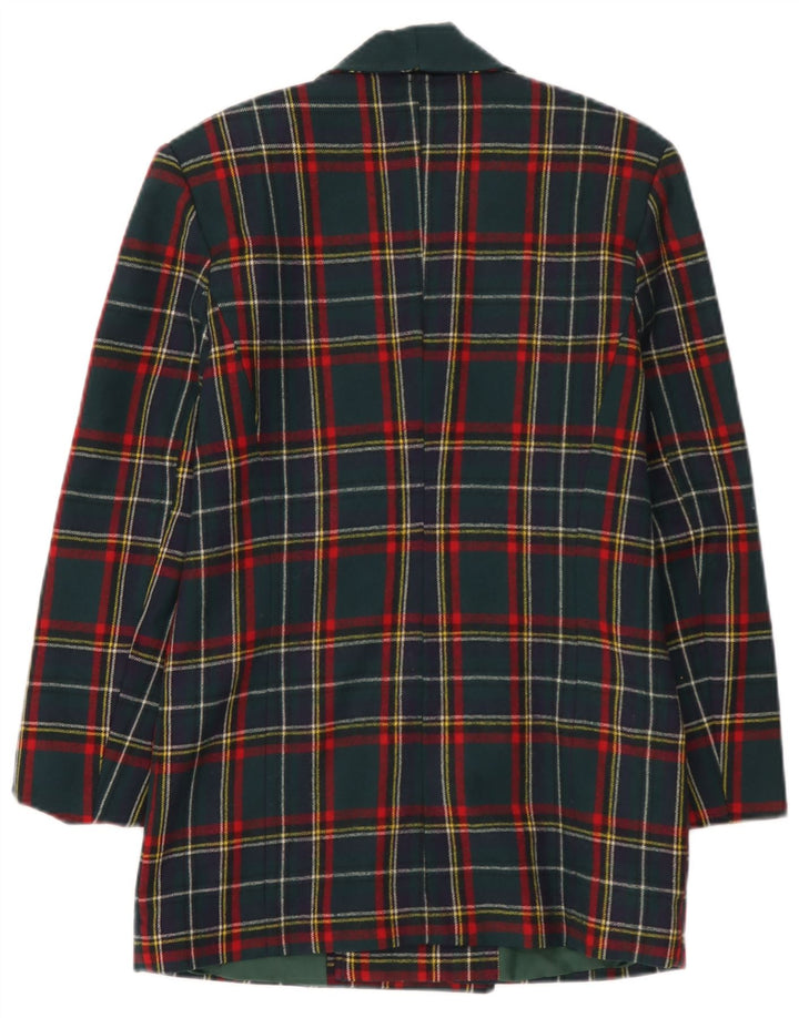 Jaqueta Blazer Feminina Vintage UK 10 Pequena Xadrez Multicolorida