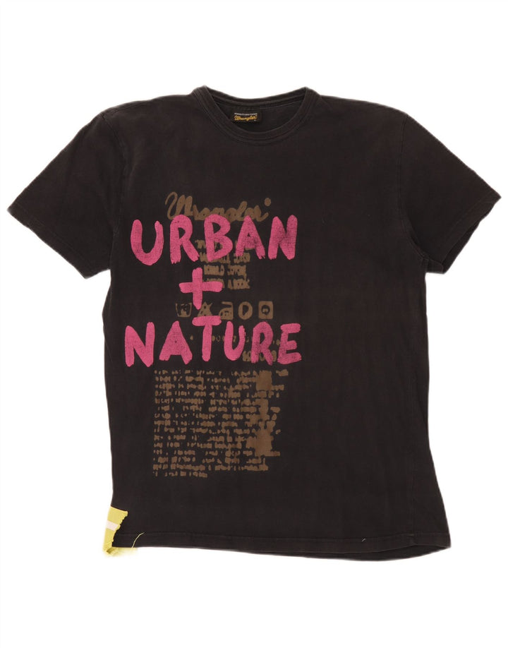 Camiseta Wrangler masculina gráfica grande algodão preto