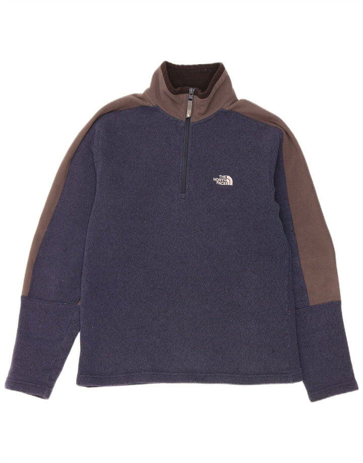 Moletom masculino The North Face com zíper e gola em bloco colorido azul marinho médio