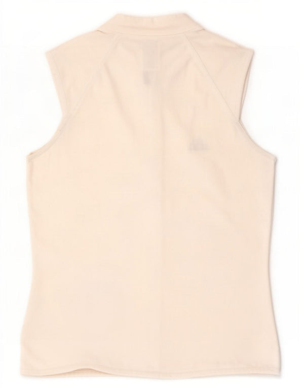 Adidas Womens Zip Neck Vest Top UK 12 Médio Branco Poliéster