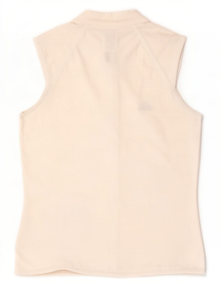 Adidas Womens Zip Neck Vest Top UK 12 Médio Branco Poliéster
